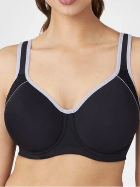 Wacoal Black and Light Gray High-Impact Underwire Lindsey Contour Sports Bra